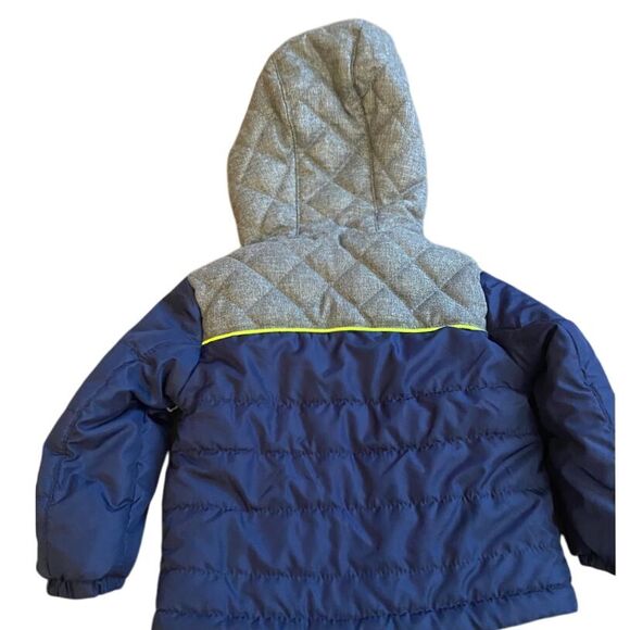 Zero Xposur Kids Winter Puffer Jacket Blue Gray Sherpa Lined Hooded Coat 18M - Picture 6 of 6